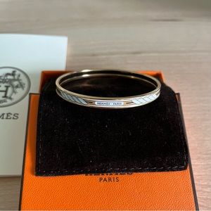 Hermes Rose Gold and White Enamel Bangle